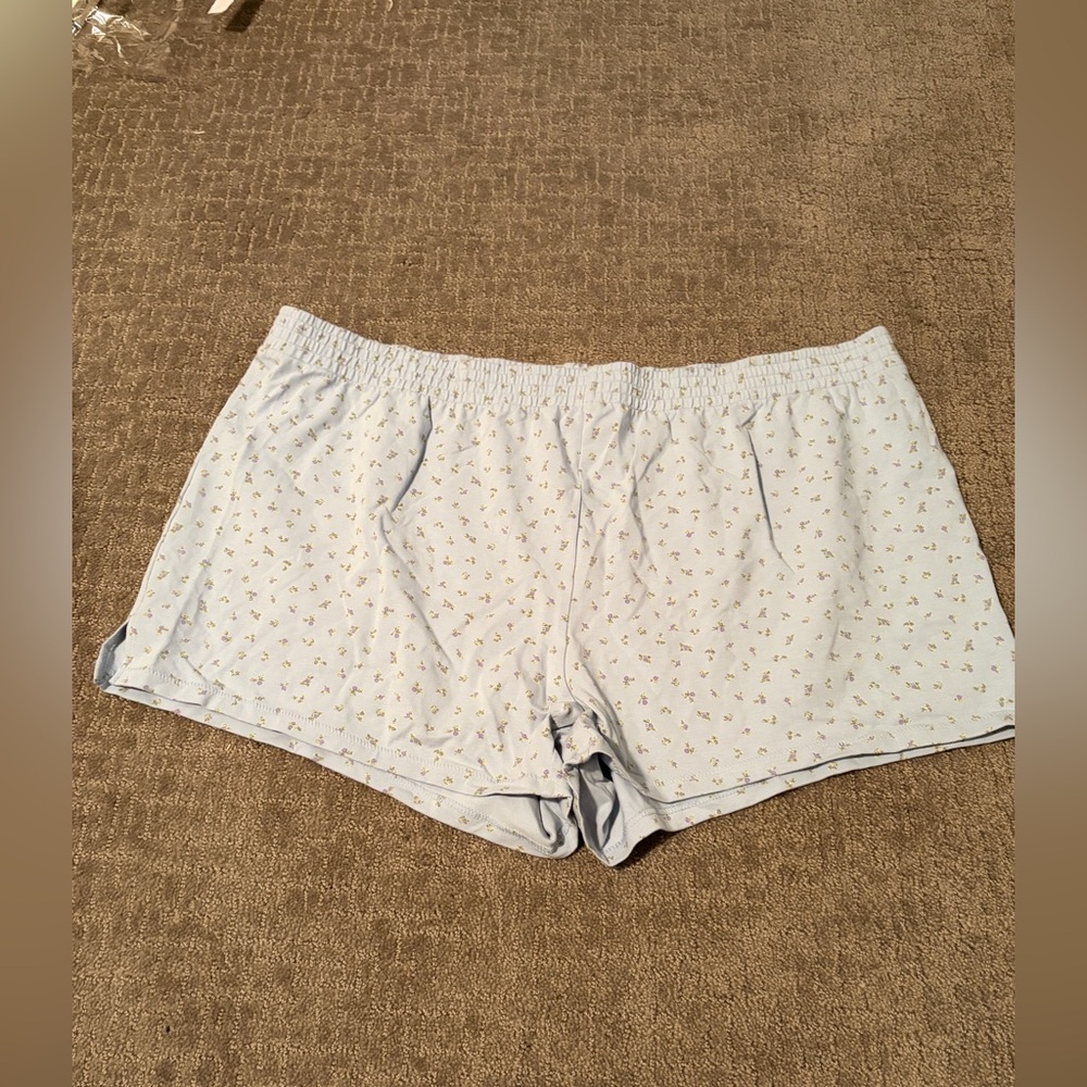 SKIMS Cotton Jersey Powder Blue Mrico Floral Shorts